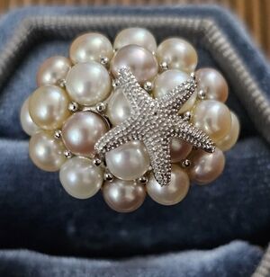 925 Silver Pearl Cluster Ring (Vintage)